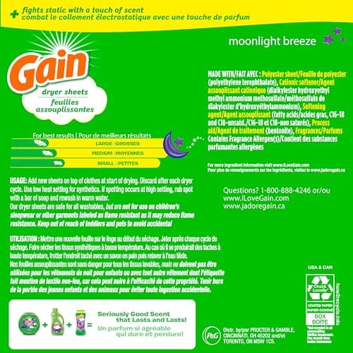 Gain Dryer Sheets, Moonlight Breeze Scent, 120 Count - Image 9