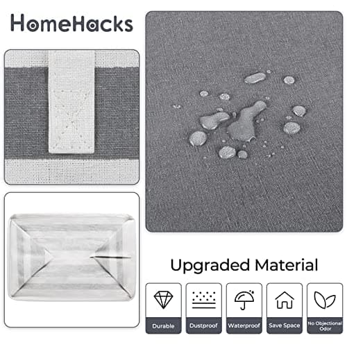HomeHacks 2 Pack Large Laundry Baskets, Waterproof, Freestanding Laundry Hampers, Collapsible Clothes Hamper with Reinforced Handles in Laundry Room, College Dorm, Bathroom, Bedroom (Grey, 75Lx2) - Image 5