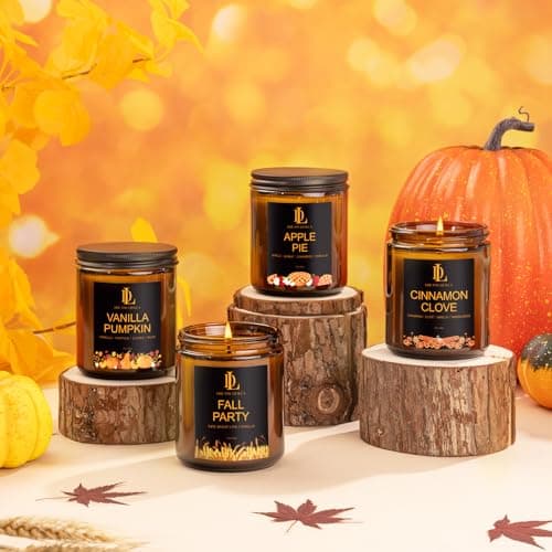 Fall Candle Set, Fall Scented Candles for Home, 4 Pack Soy Candle Set, Autumn Gifts for Women Men, Autumn Scents of Vanilla Pumpkin/Cinnamon Clove/Apple Pie/Fall Party - Image 7