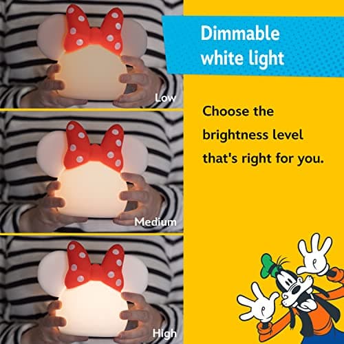 Disney Minnie Mouse Squishy Light, Color Changing, Night Light for Kids, USB Lamp, Battery Operated, Dimmable, Ideal for Bedroom, Playroom, Living Room, and More, 66945 - Image 3