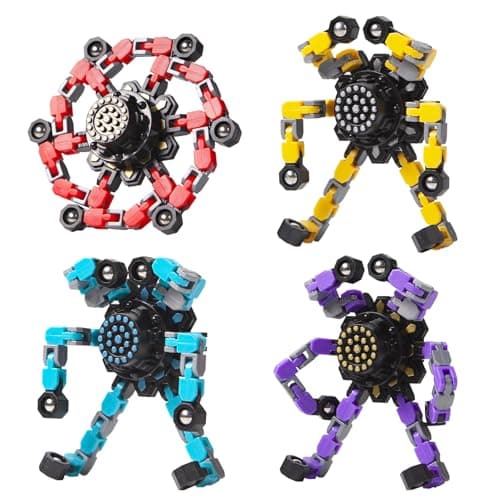Gokeey Transformable Fidget Spinners 4 Pcs for Kids and Adults Stress Relief Sensory Toys for Boys and Girls Fingertip Gyros for Party Favors Stocking Stuffers Bulk for Kids