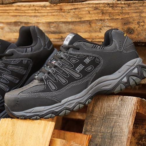 Skechers Men's Cankton Steel Toe Construction Shoe - Electrical Hazard Rated, Memory Foam, Black/Charcoal, 10.5 Wide - Image 7