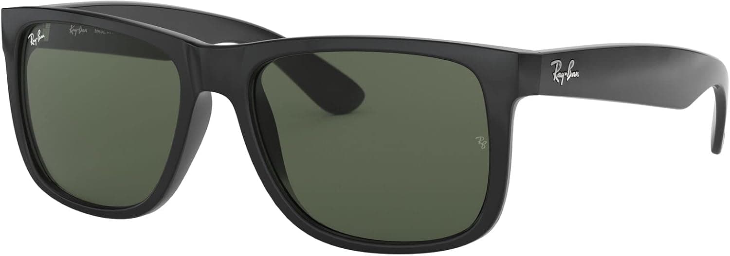 Ray-Ban RB4165 Justin Rectangular Sunglasses Black/Dark Green 55 mm - Image 3
