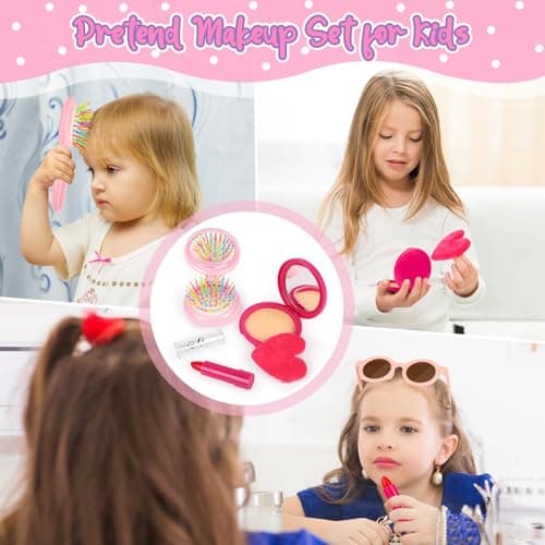 Oisacirg Play Purse for Little Girls, 32PCS Toddler Purse with Pretend Makeup for Kids, Princess Toys Includes Handbag, Phone, Wristwatch, Silk Scarf Kids Toy Purse Birthday Gift for Girls 3 4 5 6 + - Image 5