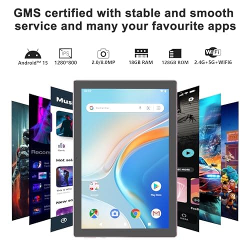 Android 15 Tablet, 10 Inch 18GB RAM+128GB ROM/ 2TB Expandable Tablet PC, Quad-core 2.0GHz Processor, 1280*800 10" HD Touch Screen, 2.4G/5G WiFi 6 BT 5.0, 2 in 1 Tablets with Keyboard Case Mouse Stylus - Image 2