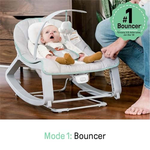 Ingenuity Keep Cozy 3-in-1 Grow with Me Vibrating Baby Bouncer, Seat & Infant to Toddler Rocker, Vibrations & -Toy Bar, 0-30 Months Up to 40 lbs (Weaver) - Image 5