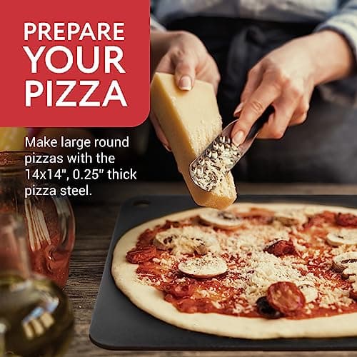 Steel Pizza Stone for Oven, Professional Baking Pizza Stone Made from Solid Steel, 14"x14" Unbreakable Thick, Create a Pizzeria Style Crust at Home - Image 3