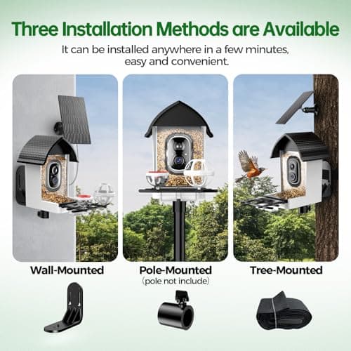 Bird Feeder with Camera - 2K HD Live View, AI Identification & Instant Alerts, Weatherproof for Outdoors, 2.4GHz WiFi Solar Powered Smart Feeder for Bird Lovers - Image 6