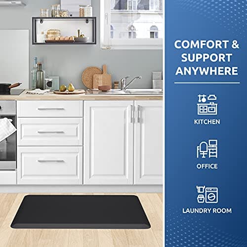 KitchenClouds Kitchen Mat Cushioned Anti Fatigue Rug 17.3"x28" Waterproof, Non Slip, Standing and Comfort Desk/Floor Mats for House Sink Office (Black) - Image 7