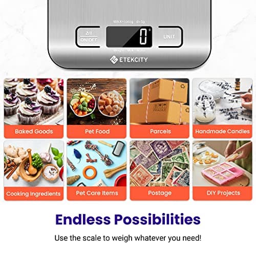 Etekcity Food Kitchen Scale, Digital Grams and Ounces for Weight Loss, Baking, Cooking, Keto and Meal Prep, LCD Display, Medium, 304 Stainless Steel - Image 10