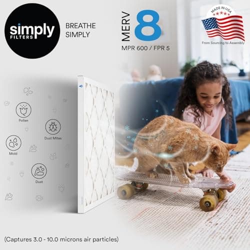 Simply 20x20x1 Air Filter, Merv 8, MPR 600, 6 Pack, Furnace Air Filter for HVAC (Actual Size: 19.75"x19.75"x0.75") DUST, Pet, & Allergy Control - Image 2