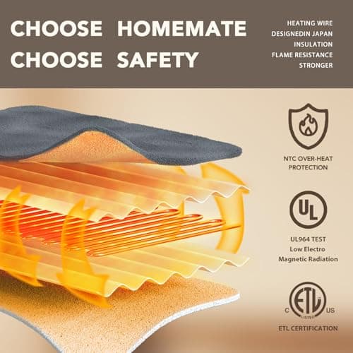 Homemate Electric Heated Blanket Twin - 62"x84" Heating Bed Blankets Throw with 10 Heating Levels 8 Hours Auto Off Fast Heating Over-Heated Protection Ultra Soft Warm Flannel ETL Certified Grey - Image 5