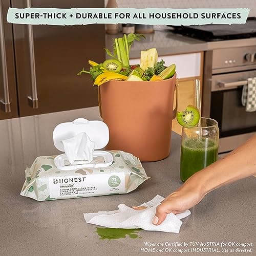 The Honest Company Clean Conscious Multi-Use Wipes | Hypoallergenic + Unscented for Sensitive Skin | Over 99% Water, Compostable, Plant Based, Baby Wipes | Geo Mood, 60 Count - Image 2