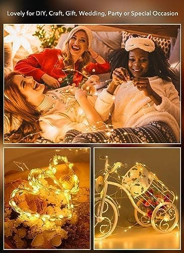 Brightown 12 Pack LED Fairy Lights Battery Operated String Lights - 7ft 20LED Waterproof Silver Wire Firefly Starry Moon Lights for DIY Crafts Wedding Table Centerpieces Party Bedroom Christmas Warm White 12 Pack - Image 4