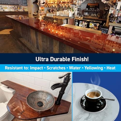 TotalBoat Table Top Epoxy Resin Kit - 1 Gallon Crystal Clear Epoxy with High Gloss & UV-Resistance - Easy 1:1 Ratio for Bar and Table Coating, Woodworking, and Resin Art Casting - Image 4