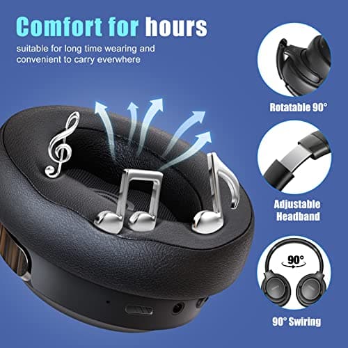 BERIBES Bluetooth Headphones Over Ear, 65H Playtime and 6 EQ Music Modes Wireless Headphones with Microphone, HiFi Stereo Foldable Lightweight Headsets, Deep Bass for Home Office Cellphone PC Ect. - Image 4