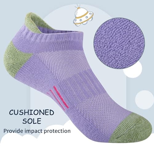 Comfoex Girls Socks Ankle Athletic Socks For Kids 4-6 6-8 8-10 Years Old Short Socks With Cushioned Sole 8 Pairs - Image 4