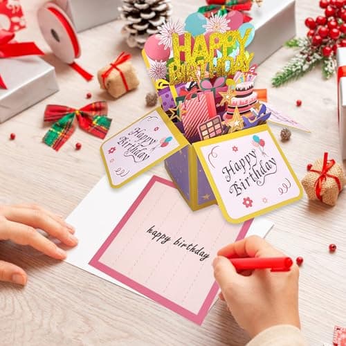 ROBBEAR Funny Happy Birthday Pop Up Card, Sweet 3D Birthday Gift Box for Adults and Kids with Envelopes, Unique Handmade Foldable Celebration Cards for Daughter, Son, Mom, Dad, Friend - Image 6