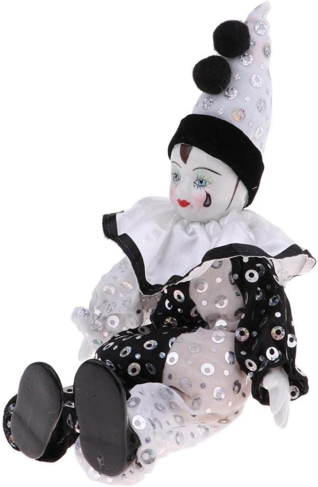 DYNWAVE 9inch Clown Doll - can Sitting & Standing, Hand Painted Harlequin Doll Display Decoration,Valentin Gift - Image 7