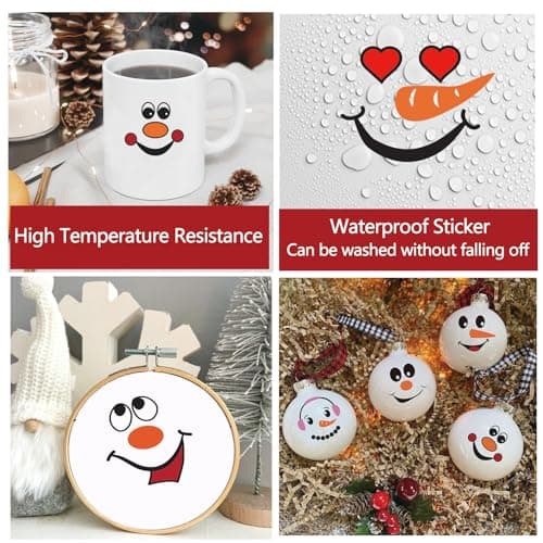 41 PCS Snowman Face Stickers for Crafts Christmas Vinyl Snowman Face Decals for Ornaments Glass Water Bottles Cup Window Wall Christmas Decorations (41Pcs Snowmen Faces) - Image 6