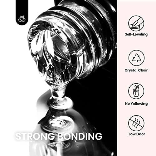 Beetles Gel Nail Glue and No Wipe Top Coat Kit, 2Pcs 15ml 5 In 1 UV Nail Glue for Acrylic Nail Tips Clear Press On Nails, Easy Nail Extension Gel, Soak Off LED Shine Finish DIY Home Manicure - Image 4