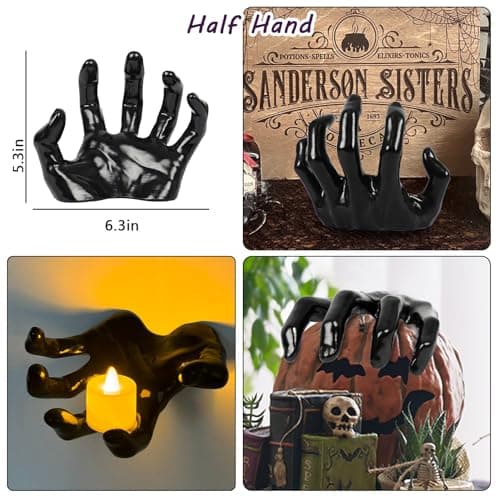 DAZONGE Halloween Decorations, Pack of 3 Wall Mounted Creepy Reaching Hands with Lighted Candles, Life-Sized Horror Hands for Gothic Wall Decorations, Scary Halloween Decorations Indoor - Image 5