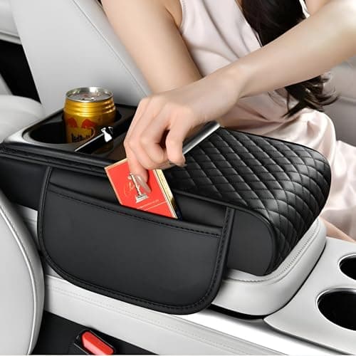 PIEZAPRINT 5-in-1 Center Armrest Console Cover – Cushion Pad with 15W Wireless Charging, Dual Cup Holders & Side Pockets, Protective Middle Console Storage Organizer, Black - Image 2