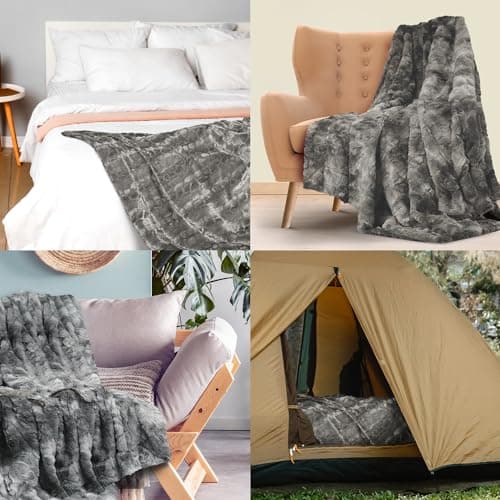 Everlasting Comfort Soft & Comfortable Gray Faux Fur Throw Blanket for Couch - (50"x65") Minky & Fluffy Fall Blankets & Throws, Plush Fuzzy Cover for Bed, Sofa & Living Room - Cozy Home Decor - Image 7