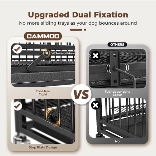 48"/38" Dog Crates for Large Dogs, Upgraded 4 Lockable Wheels, Removable Door, Dog Kennel Indoor, Max Load 300Lbs, Easy to Clean, Removable Tray, XL Dog Cage for Large and Medium Dogs - Image 7