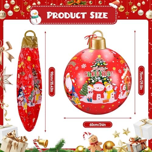 3 Pcs 24 Inch Giant Inflatable Christmas Balls, Large Outdoor Christmas PVC Ornaments, Big Ball Decorations for Yard Outside in Winter Holiday - Image 3