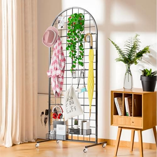 Asee'm Grid Wall Panels Display Stand 2' x 5.2' FT Black Movable Wire Grid Wall Display Rack Heavy Floorstanding Detachable Girdwall Panel with T-Base for Craft Show Rack, Retail Displays 1PCS - Image 4