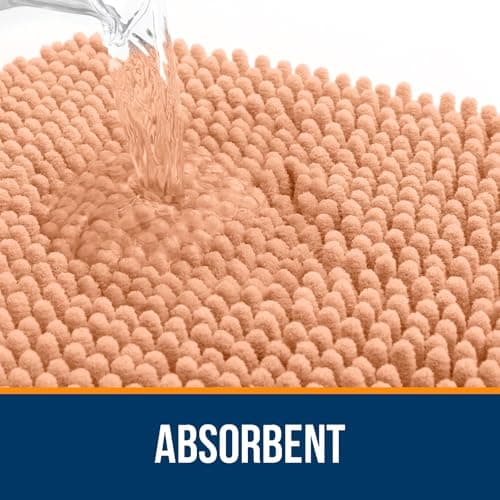 OLANLY Bathroom Rugs 30x20, Extra Soft Absorbent Chenille Bath Rugs, Rubber Backing Quick Dry, Machine Washable Bath Mats for Bathroom Floor, Tub and Shower, Home Decor Accessories, Peach - Image 4