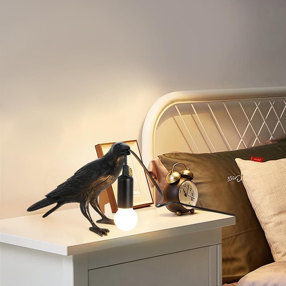 Crow Lamp Raven Table Lamp with Bulb, Crow Light - Gothic Halloween Decor for Bedside Bedroom Living Room Decor - Image 9