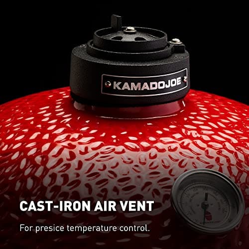 Kamado Joe Big Joe Series I 24-inch Ceramic Charcoal Grill and Smoker with Cart, Side Shelves, Stainless Steel Grates and 450 Cooking Square Inches in Red, Model BJ24Rh - Image 3