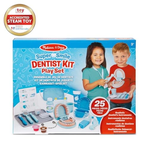 Melissa & Doug Super Smile Dentist Play Set, 25-Piece Dentist Kit with Oversized Teeth, Large Tools & Accessories, Kids Toys for Girls & Boys 3+ - Image 3