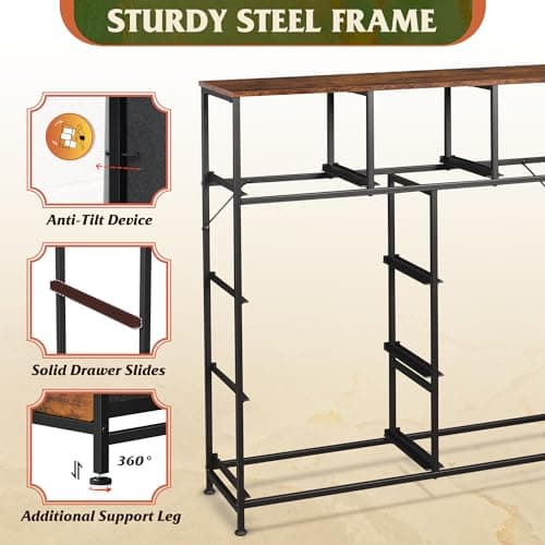 WLIVE 9-Drawer Dresser, Fabric Storage Tower for Bedroom, Hallway, Entryway, Closet, Tall Chest Organizer Unit with Fabric Bins, Steel Frame, Wood Top, Easy Pull Handle, Rustic Brown Wood Grain Print - Image 8