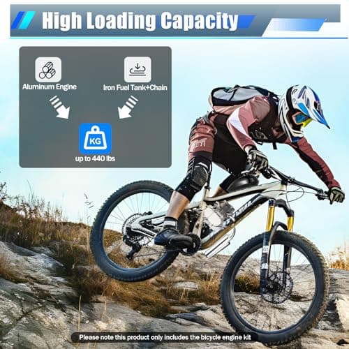 LIYUANJUN 100CC Bicycle Engine Kit, 2 Stroke Gas Powered Bike Motor Conversion Kit Gas Motorized Motor Bike Motor Cycle Full Set Carburetor Assembly CDI Ignition Exhaust Muffler Fuel Tank (with Valve) - Image 4