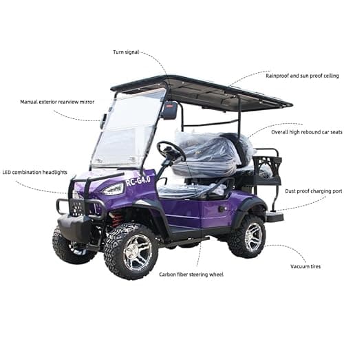 DigSwift Electric Golf Cart with Battery, Intelligent Charging for 12 Hours Can Travel Up to 50 Miles, Spring Damping, Equipped with Reversing Image, Colorful Delivery, US Inventory - Image 3