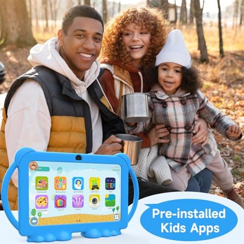 PEICHENG Kids Tablet 7 inch Android 12.0 for Toddler, 4GB RAM 32GB ROM Bluetooth IPS Screen Parental Control Dual Camera Shockproof Case for Educational Games, (Blue) - Image 6