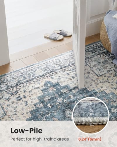 AMADA HOMEFURNISHING 8x10 Washable Area Rug, Low-Profile Large Area Rug with Non-Slip Backing & Durable Edge Binding, Vintage Large Rugs for Living Room, Bedroom, Dinning Room - Image 7