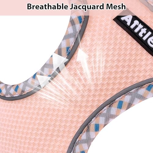 AIITLE Tiny Dog Harness - Lightweight Mesh Step-in Vest for Puppy, Reflective & Escape-Proof Design with High-Stick Magic Tape - Outdoor Use for Chihuahua, Maltese, Shih Tzu(Turquoise-Pink, XXXS) - Image 5