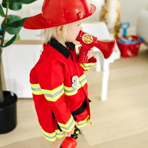 Melissa & Doug Fire Chief Role Play Costume Dress-Up Set, Pretend Play Firefighter Outfit with Realistic Accessories for Kids and Toddlers Ages 3+ - Image 6