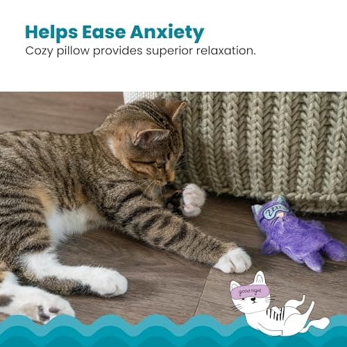 Catstages Purr Pillow Kitty Calming Cat Toy with Touch-Activated Purring and Soft Plush, Purple - Helps Reduce Stress & Provide Anxiety Relief for Cats - Image 4