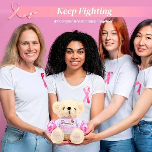 Breast Cancer Awareness Stuffed Bear Plush – 8" Fuck Cancer Teddy Bear Stuffed Animal Toy with Pink Boxing Gloves, Breast Cancer Comfort Gifts for Women, Inspirational Gift For Cancer Warrior Fighter - Image 6