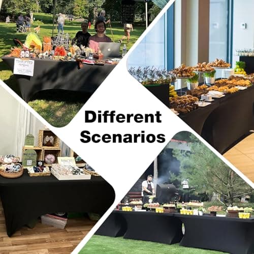 Trlyc 2 Pack 6FT Spandex Table Cloth - 72 x 30 Inch Rectangular Stretch Tablecloth, Wrinkle Resistant Scretch Table Cover for Wedding, Party, Banquet, Picnic, Outdoor Decoration (2Pcs,Black) - Image 6