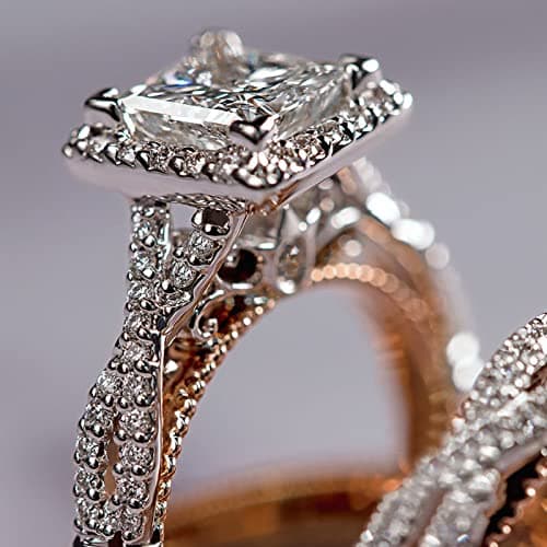 Engagement rings for couples set,3 pc His and Her Wedding Ring Set, Hypoallergenic Rose Gold Ring Set, Cubic Zirconia Bride Promise Rings Set,size 6-10 (8) - Image 4