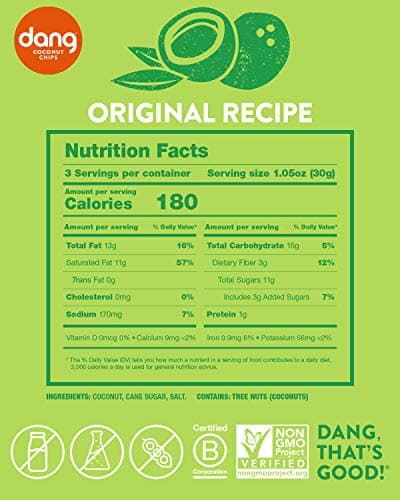 Dang Toasted Coconut Chips | Original | 1 Pack | Vegan, Gluten Free, Non GMO, Healthy Snacks Made with Whole Foods | 3.17 Oz Resealable Bag - Image 3