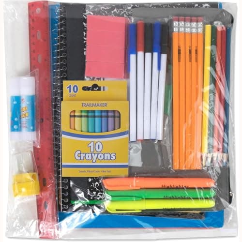 Trail maker 45 Piece School Supply Kit Grades K-12 - School Essentials Includes Folders Notebooks Pencils Pens and Much More! - Image 2