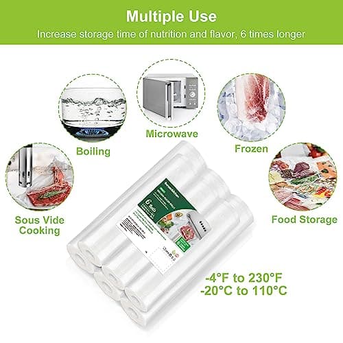 Bonsenkitchen Vacuum Sealer Rolls Bags, 6 Pack 3 Rolls 11" x 20' + 3 Rolls 8" x 20' Commercial Grade BPA Free Bag Rolls, Durable Customized Size Food Vac Bags for Storage and Sous Vide Cooking VB3211 - Image 3