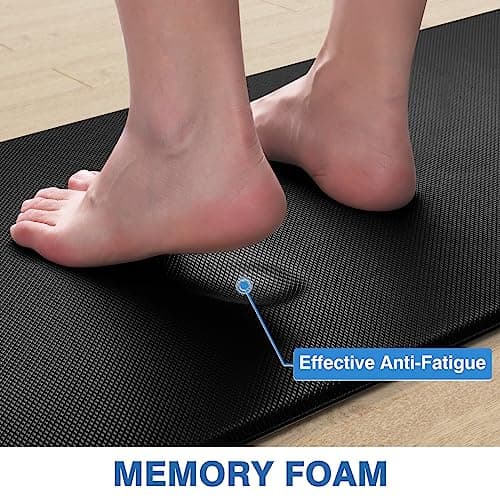 StepRite Kitchen Mats, 2PCS Kitchen Rugs, Cushioned Anti Fatigue Kitchen Mats for Floor, Non-Slip Standing Desk Mat, Waterproof Kitchen Rug Set for Kitchen, Floor, Office, 17.3"x30"+17.3"x47", Black - Image 7